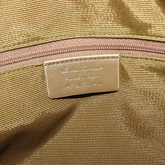 Salvatore Ferragamo Gancini Tote Bag Canvas Leather Light Blue Gold Auth gh706 - Picture 9 of 16